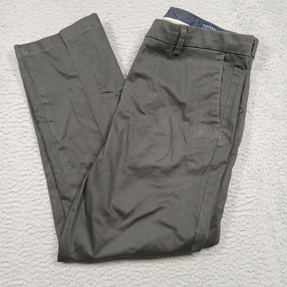 Dockers Pants Mens 36x29‎ Gray Straight Flex Comfort Signature Khaki Chinos
